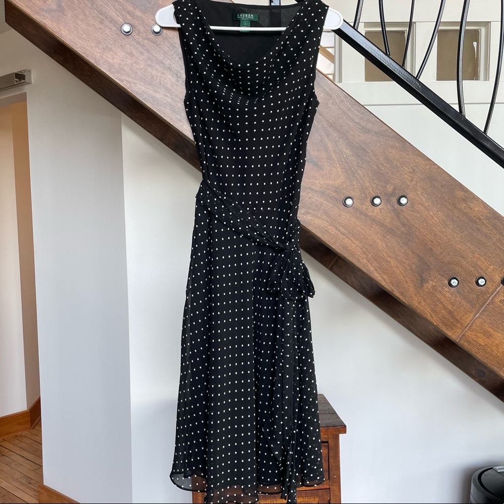 Like new Ralph Lauren dress Black with white polka dots